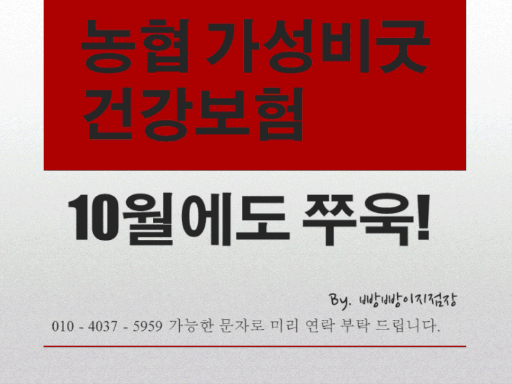  농협 가성비굿건강보험 10월에도 쭈욱