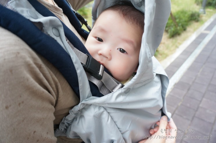 쌀쌀한 날씨도 걱정없는 포몽드 아기띠 바람막이