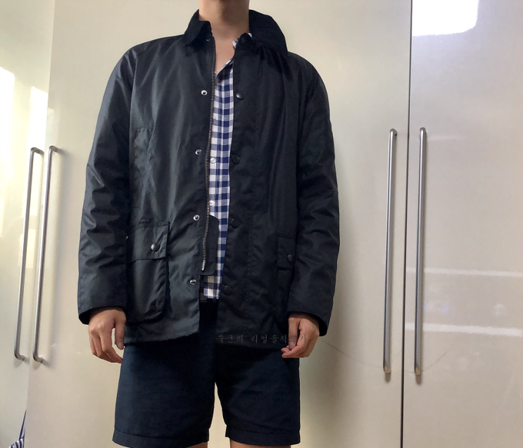  앤드클로딩 바버 애쉬비 네이비 L 사이즈 상세 후기, 뷰포트와 비교