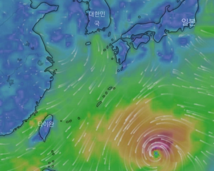  제 19호 태풍 하기비스 발생 감시 ! 윈디닷컴 10월 중순 한국 일본 태풍 경로 예측