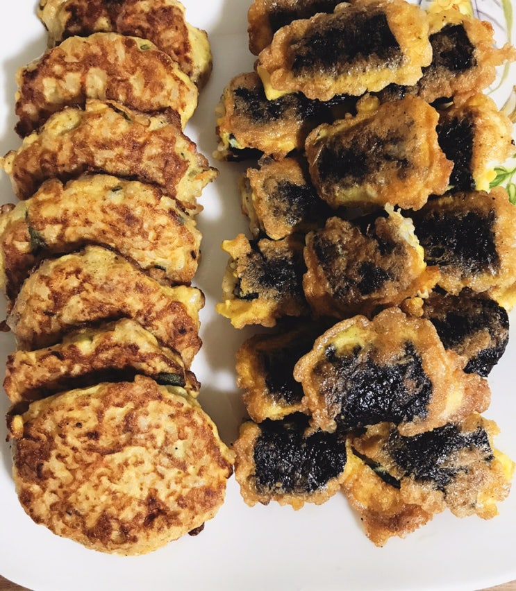  계란김밥+밥전+라면+깍두기