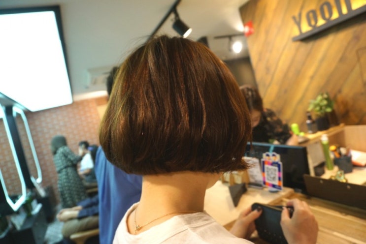  단발머리 보니펌  볼륨 매직 c컬 했는데 이뿨~