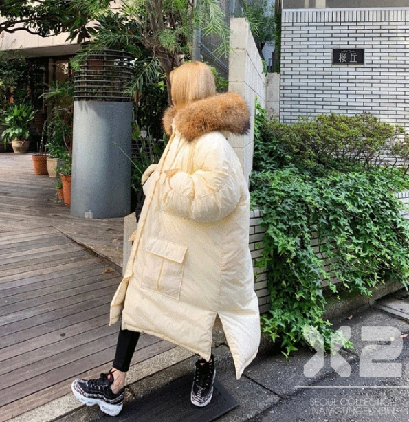 제곱 패딩 화이트 벼룩해요 (겨울점퍼 야상 아우터)