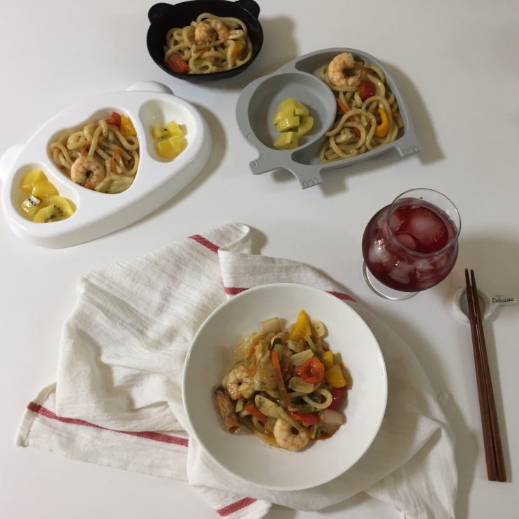  제철 새우로 별미요리, 맛있는 새우볶음우동 만들기
