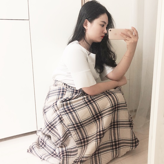  체크 롱스커트 가을에도 리리앤코