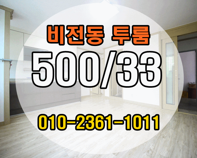  평택 비전동 투룸 월세 보증금500만원 월차임33만원 관리비없음 덕동초등학교 맞은편