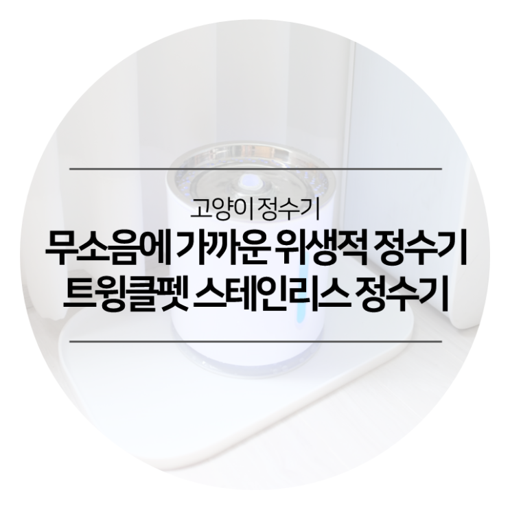  고양이 정수기 - 트윙클펫 스테인리스 정수기 무소음에 가까워 고양이들이 좋아하고 위생적이예요