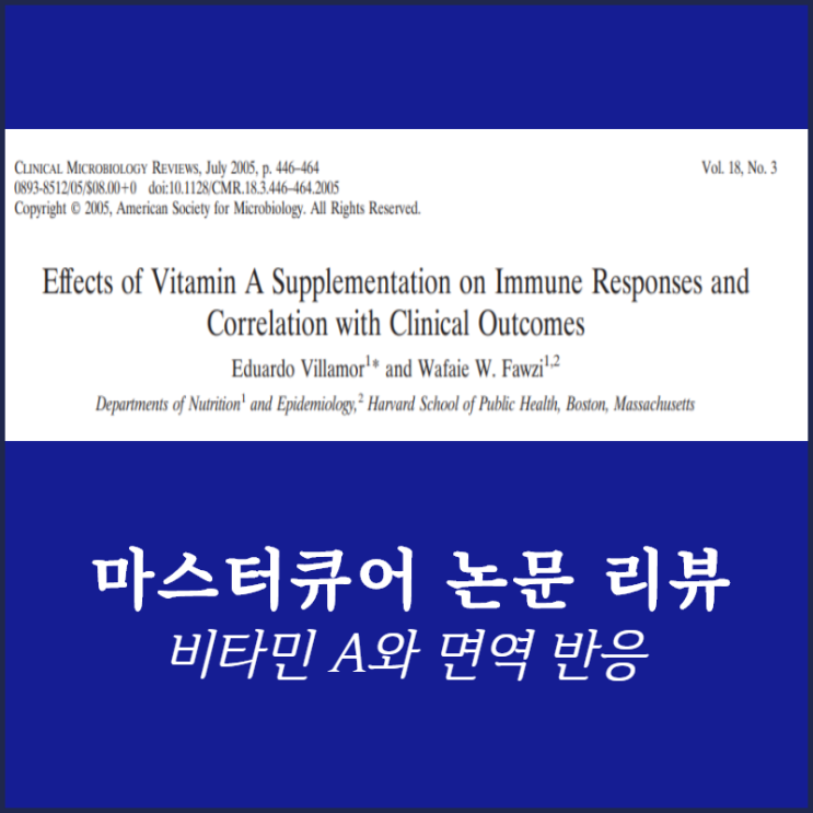 [약사 영양제 논문 리뷰] 비타민A 효능 및 면역 반응 by 마스터큐어