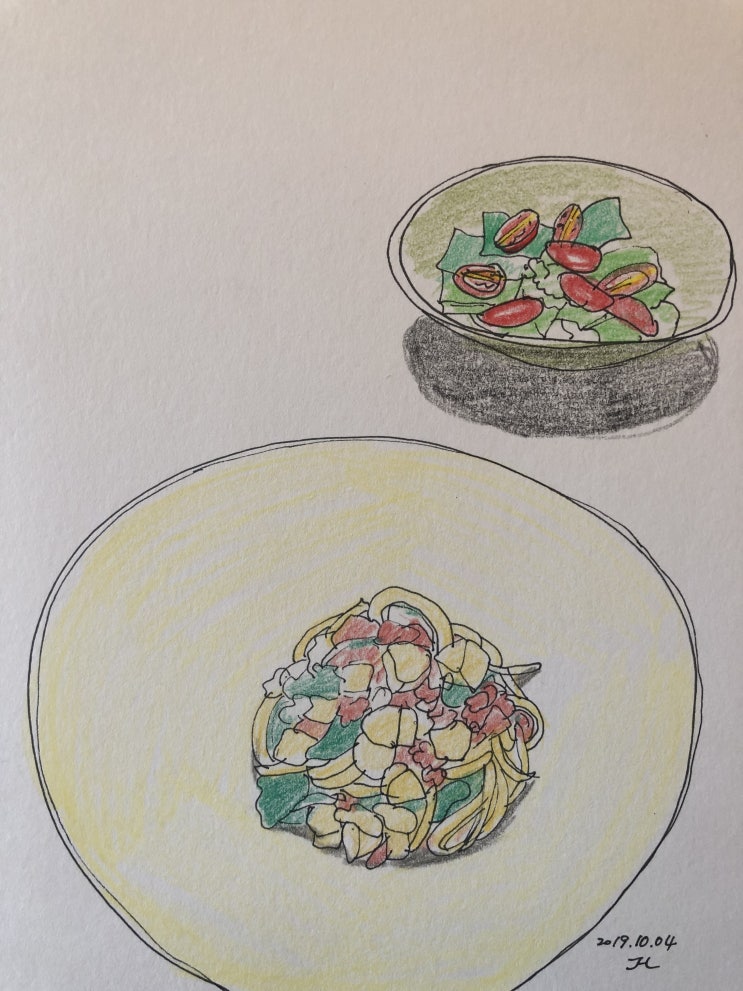  마켓컬리 All Paper Challenge 새벽 배송받음. 갓김치 넣은 관자 소스 링귀네 (박주희 선생님 수업) 2019 10 04