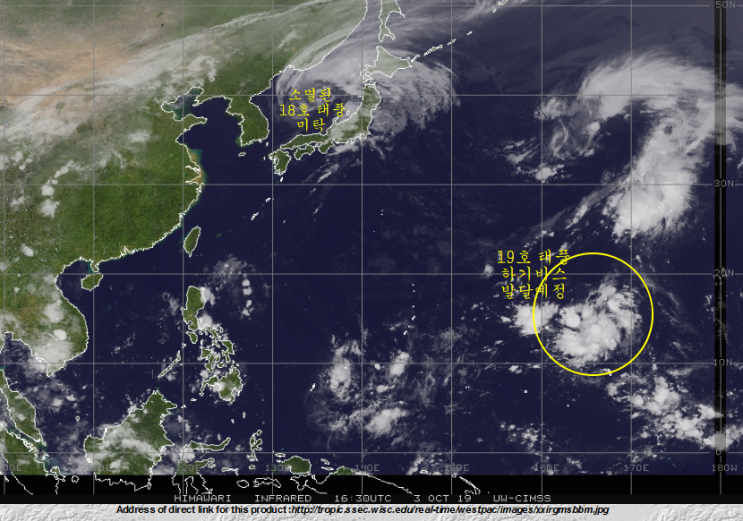 2019.10.04  제19호 태풍 하기비스 발생 전망, 예상 경로와 날씨 