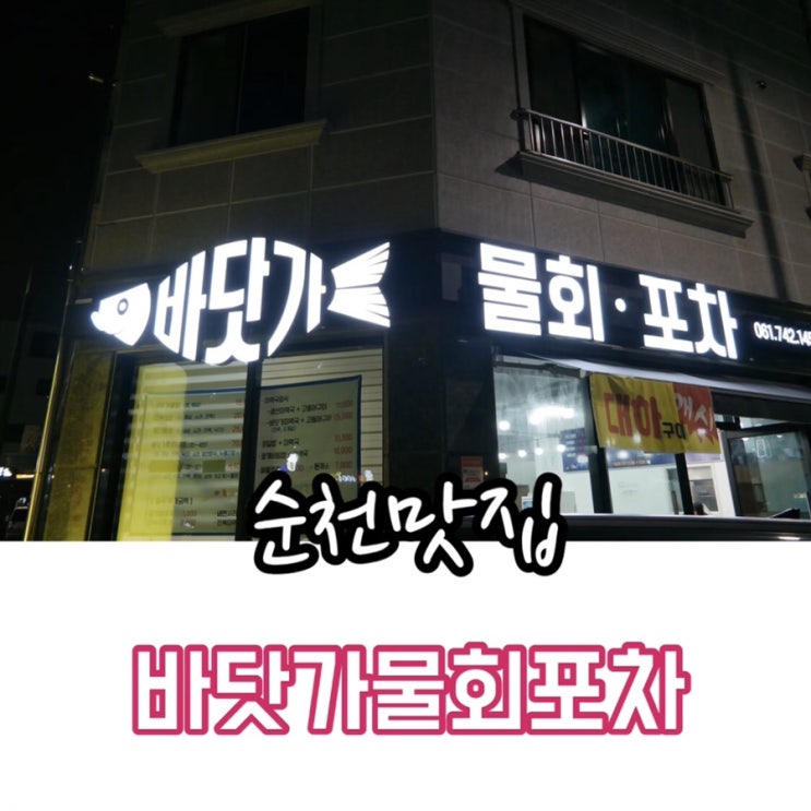  순천맛집 '바닷가물회포차' 국가정원 근처 오천지구 회덮밥 맛집