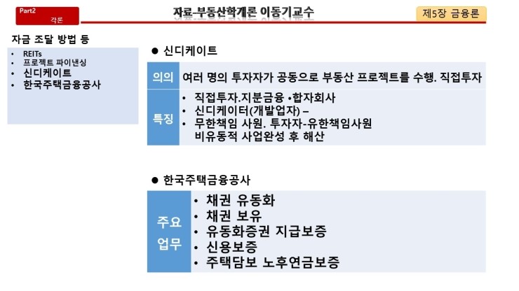 부동산 학개론. 신디케이트.한국주택금융공사