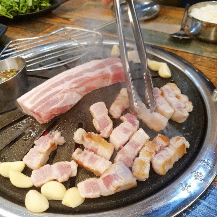  옥길 맛집 :: 바른고기 미나리 숙성 삼겹살 먹고 왔어유~