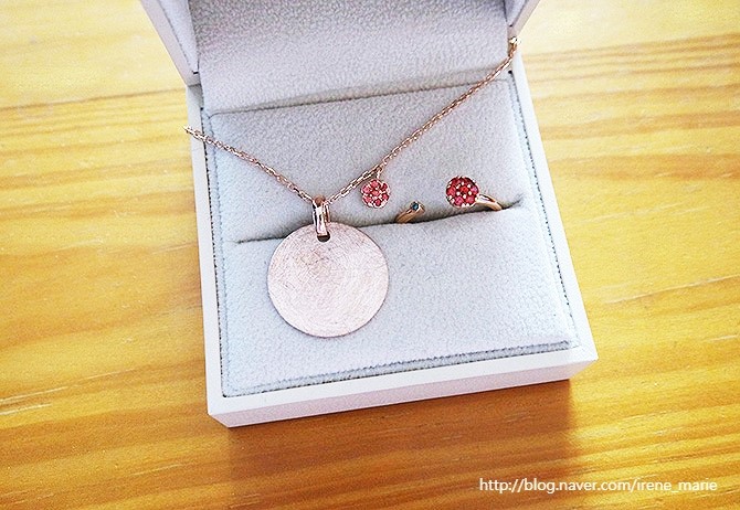 핸드메이드 2cm 코인+오렌지 사파이어 딸랑이 목걸이(14k)