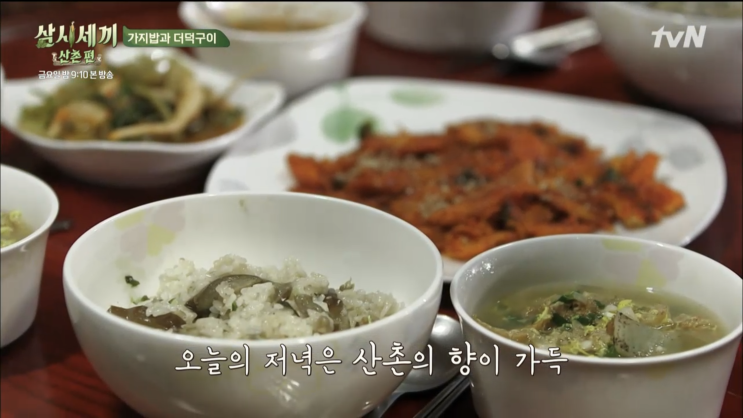  삼시세끼 산촌편 가지밥과 더덕구이, 만둣국과 노각무침. 무엇보다 박서준!