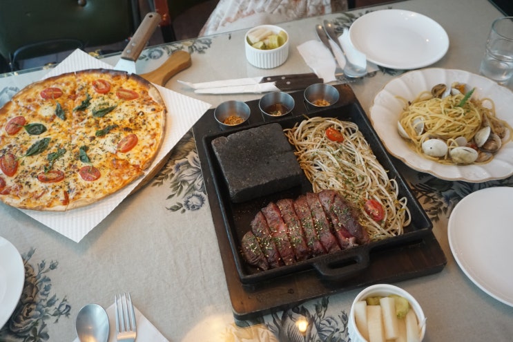 [인천 구월동 맛집] 분위기 좋은 레스토랑 "잇츠"에서, 파스타와 스테이크+피자 냠냠! (내돈내산)