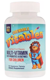  어린이 종합비타민 - Vitables, Chewable Multi-Vitamins with Probiotics & Enzymes for Children