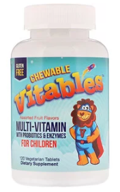 어린이 종합비타민 - Vitables, Chewable Multi-Vitamins with Probiotics & Enzymes for Children