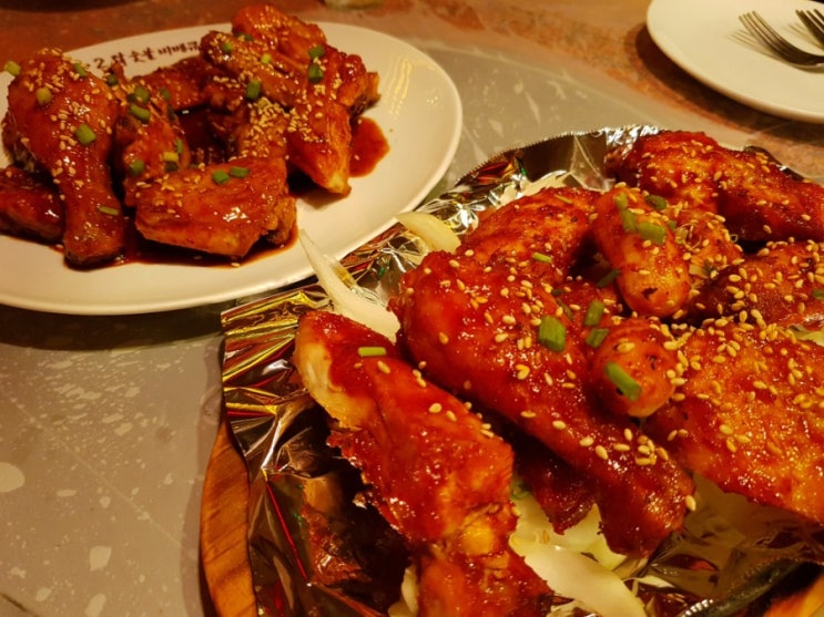  무실동맛집/원주 92닭숯불바베큐/불닭&한식 반반 바베큐에 시원한 소맥 캬 *,*!