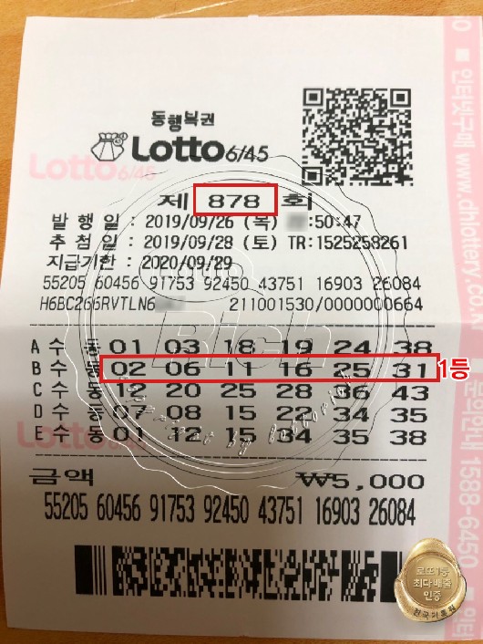  로또879회당첨번호와 당첨지역, 2등인데도 당첨금이 무려 2억?