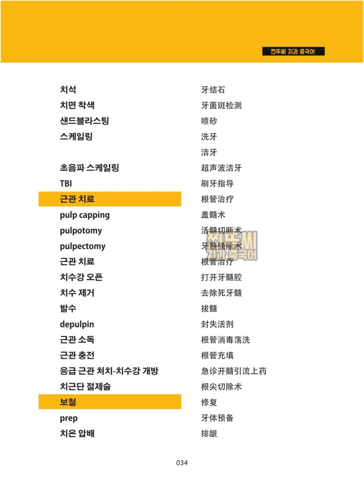  찐뚜씨 치과 중국어 13. 어휘_치과 치료 (2)