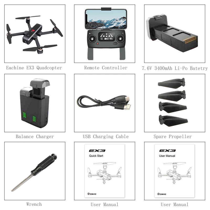 Eachine EX3 GPS 5G WiFi FPV 2K Camera foldable RC Drone EX3