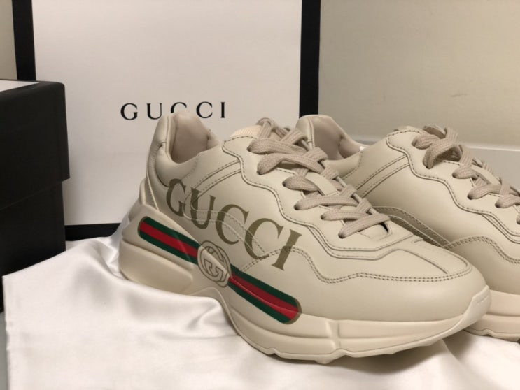  [구찌 라이톤 띠로고/구찌 롸이톤 언박싱] GUCCI RHYTON LOGO SNEAKERS 구찌 로고 가죽 스니커즈