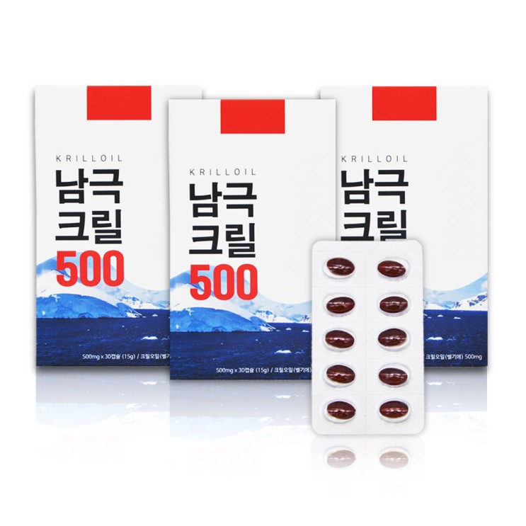 남극크릴500 크릴오일 남극크릴오일 아스타잔틴 인지질오메가3 EPA DHA 500ml 30캡슐 3박스, 2박스