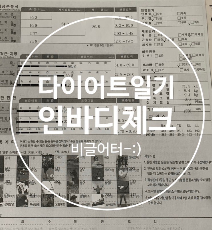  다이어트일기 :) 피타짐 김트쌤 pt수업짱. 오랜만에 인바디체크