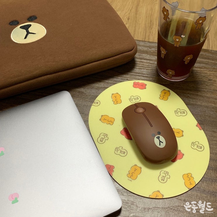  선물받은, 라인프렌즈 브라운  무선&무소음 블루투스 마우스 | 로이체(ROYCHE) | from. 삐처
