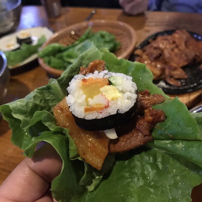  전주맛집 중앙시장야식 오원집 연탄구이김밥쌈
