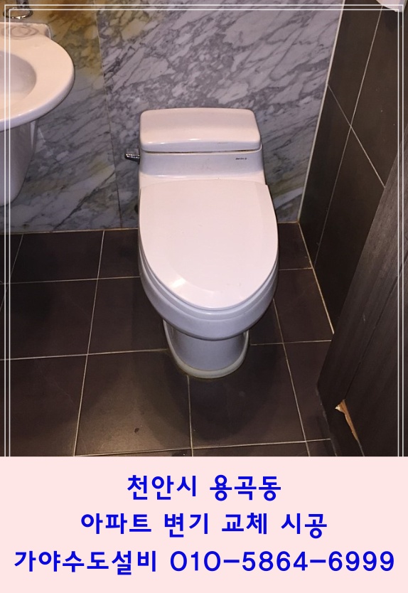  천안 동남구 용곡동 한라비발디아파트 변기교체시공 물잘내려가는변기 특대형변기교체시공 천안변기시공전문점