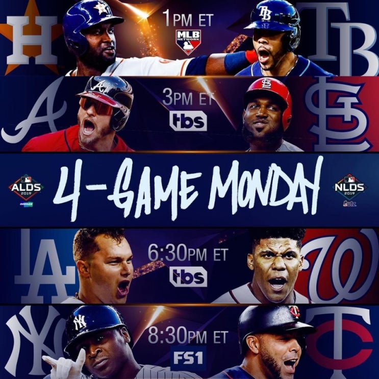  [메이저리그 포스트시즌 NLDS,ALDS] 휴스턴VS템파베이(최지만),애틀랜타VS세인트루이스,LA다저스VS워싱턴,뉴욕VS미네소타,경기일정 및 결과(10/8일)