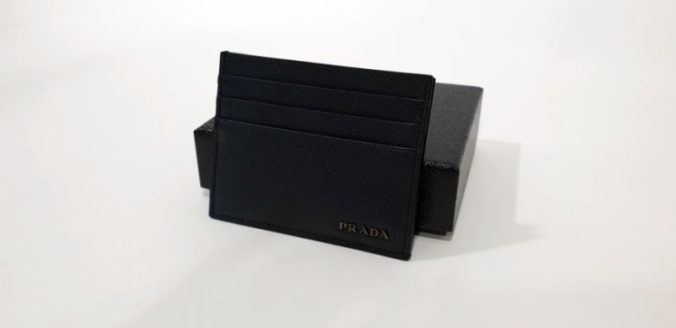 프라다(PRADA) 사피아노 비콜로 투톤 카드 홀더 지갑