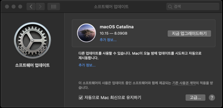  macOS Catalina 업데이트