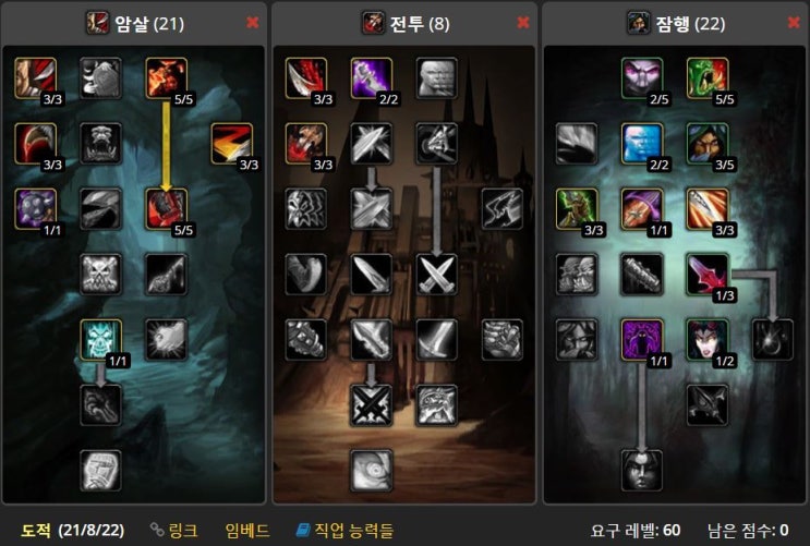  [와우 클래식] 빠레의 무기별/목적별 도적 특성 최종판
