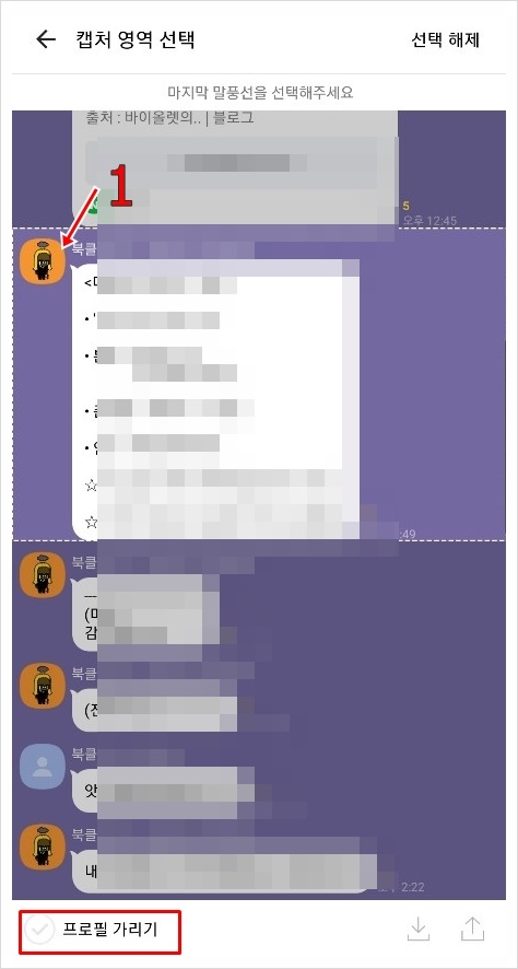  카톡 캡처기 능으로 블로그 후기 깔끔하게 올리기(프로필, 저장, 전달)