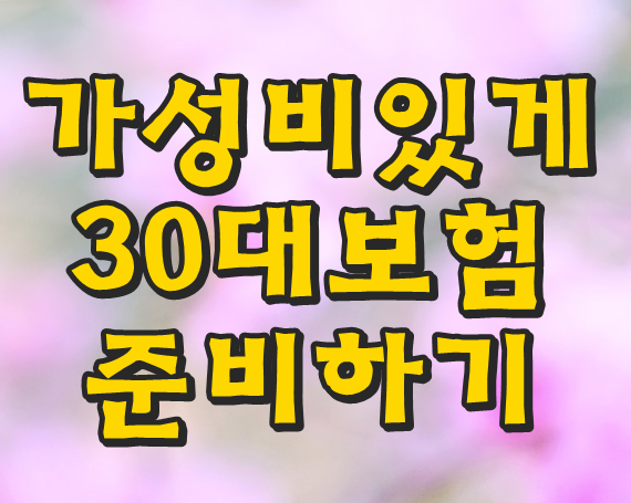  30대보험 선택 방법 알려드릴게요