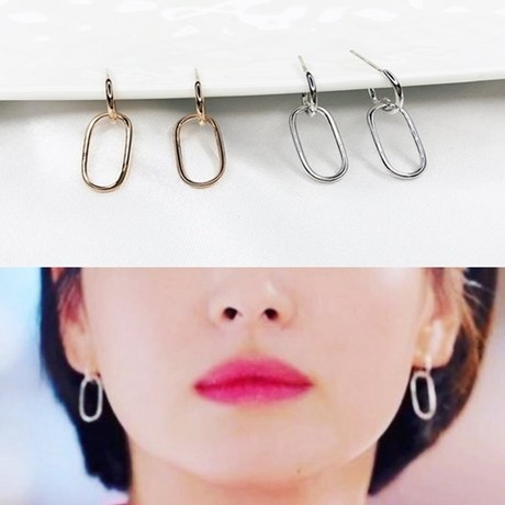  트윙클 핑크 클립 링 연예인 송혜교 은침 드롭 귀걸이