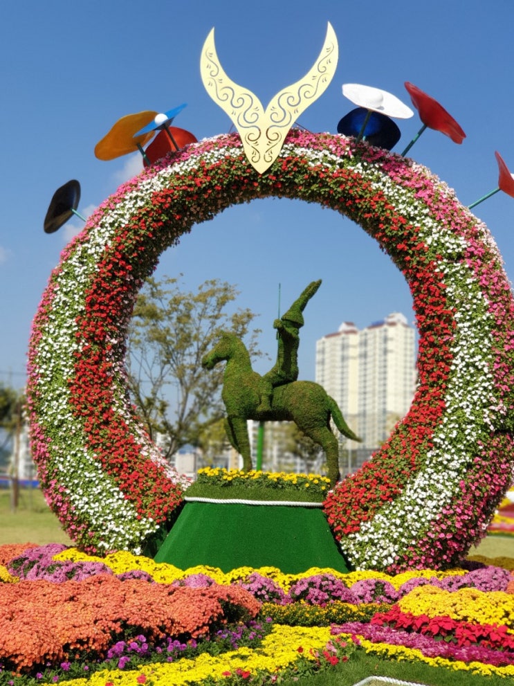 경주 신라문화제 행사 중 신라 꽃 축제장 강추