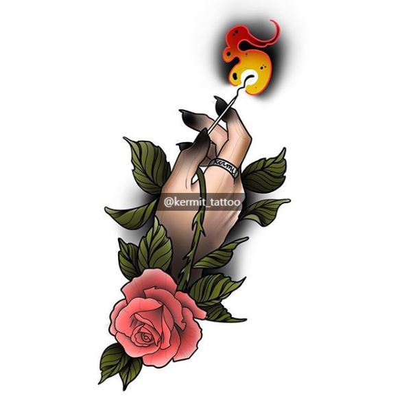  너무나 이쁜 타투 스쿨타투! 홍대 스쿨타투! 홍대 장미타투!