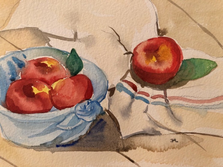  모락모락테이블 장여진 선생님의 사과 정물 사진들을 보고 그린 삼종세트 그림 2019 10 09