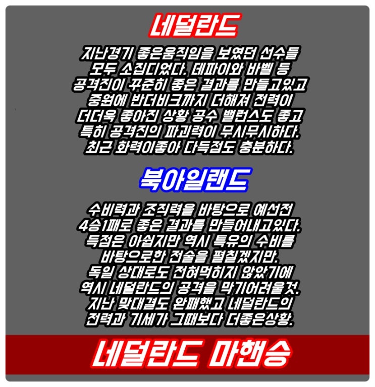  네덜란드 북아일랜드 10월11일 핵심분석픽!