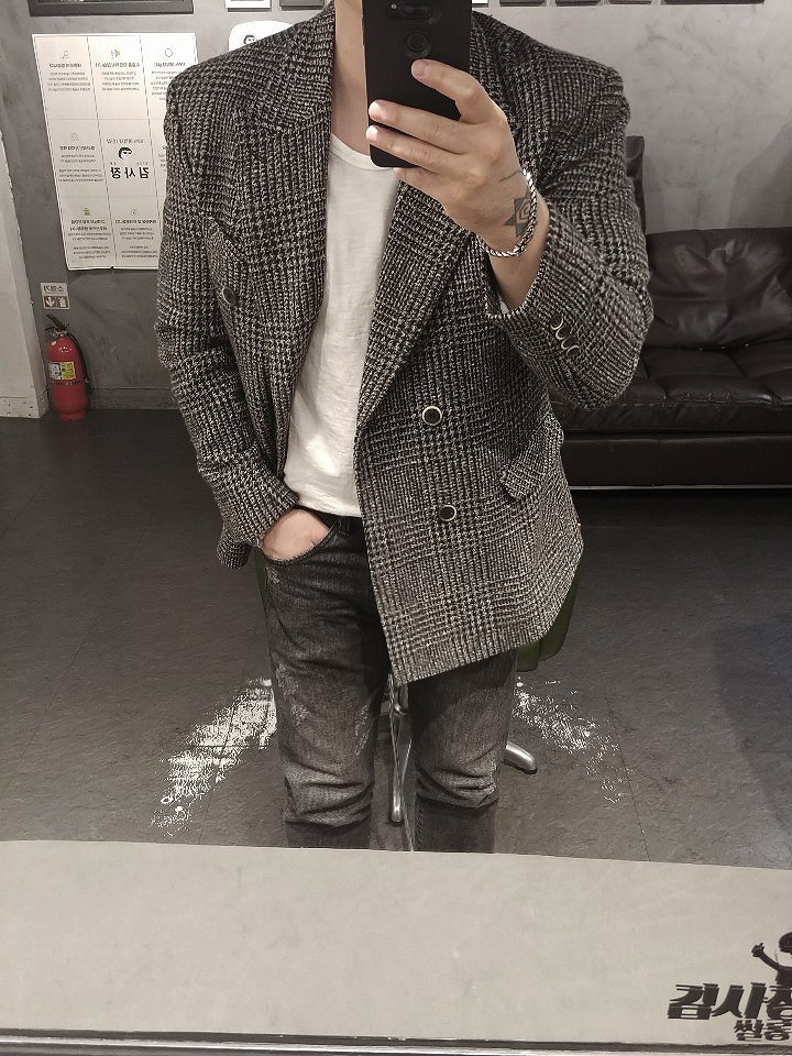  남자 체크자켓 코디, 모직 더블자켓이 진리