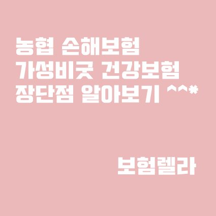  농협 가성비굿건강보험 장단점 살펴보기