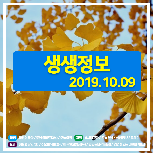 생생정보 20191009 (916) 육해공 60여가지 음식 1인 14900원 무제한 / 제주도에서 즐기는 별미 고사리육개장,갈갈조림 / 4대째 고소한 향기 잇는 참기름 가족