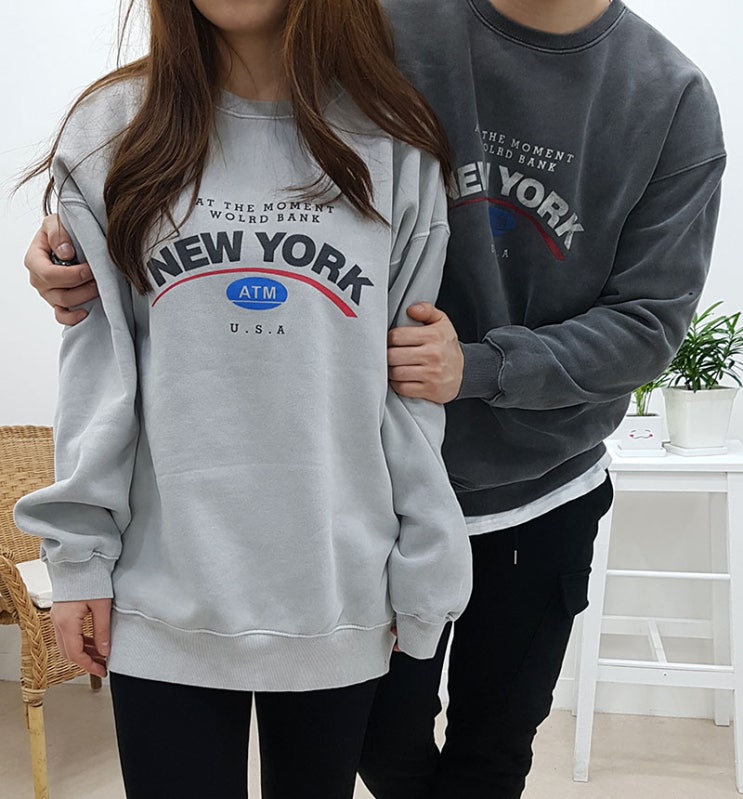  커플맨투맨 추천상품! 남자 여자 긴팔 오버핏 티셔츠 코디 시밀러룩 커플룩 