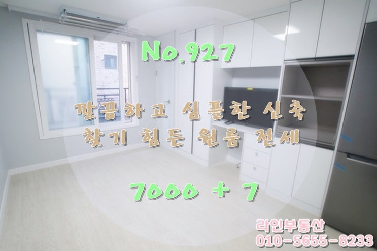  927. 병점 진안동 조용한 위치 치안 좋아요~ 보기 힘든 신축 전세 원룸