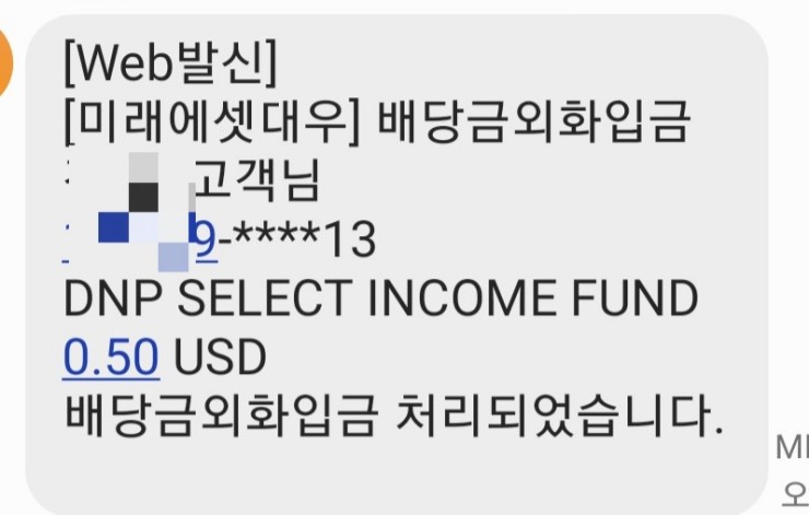  짤랑짤랑~ DNP Select Income (DNP) 배당 입금