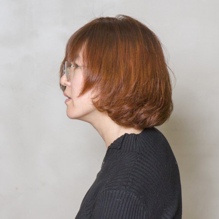  단발머리의 다양한 해석, 염색과 C컬 펌, 그리고 고객사진.